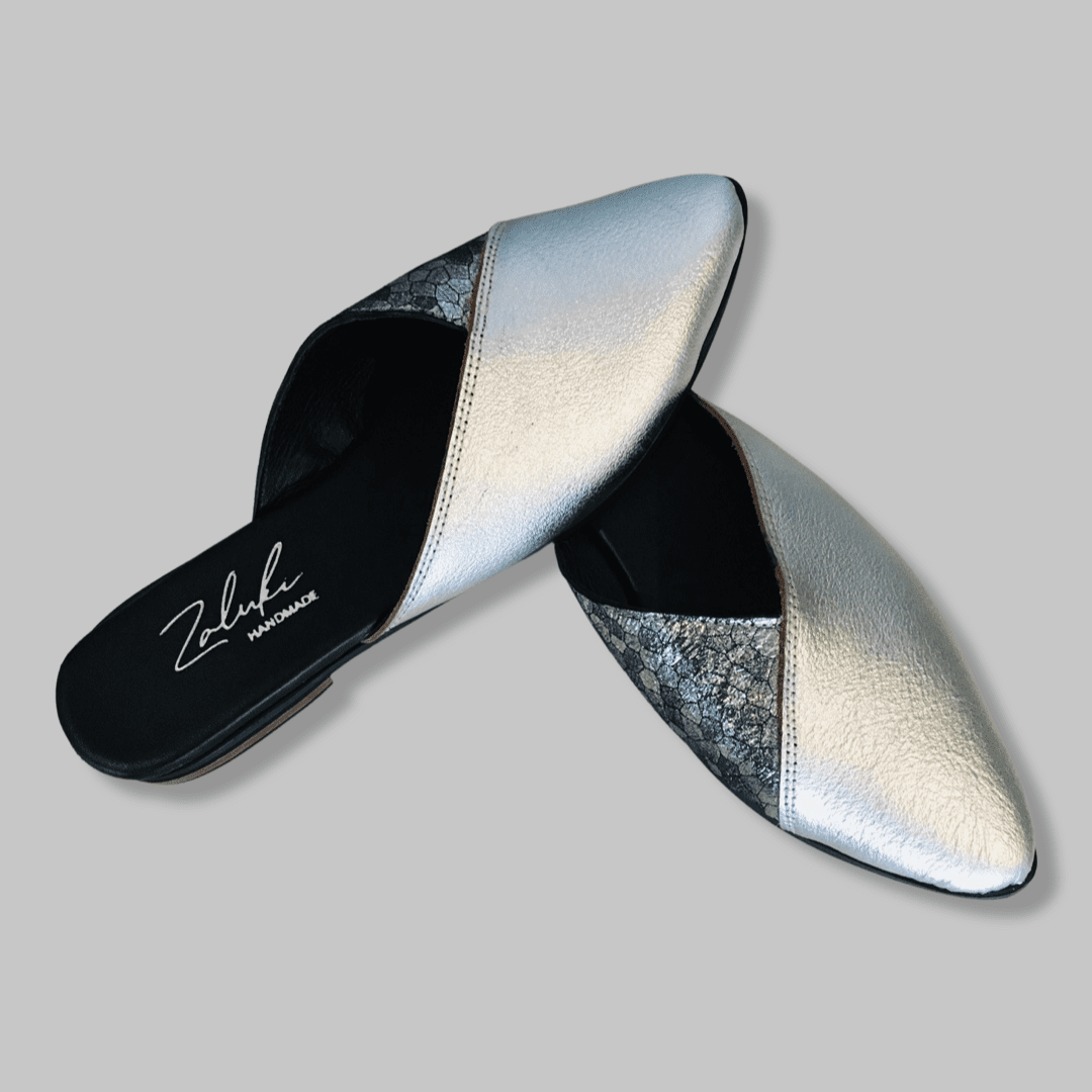 Mules | Silver & Slate Shimmer